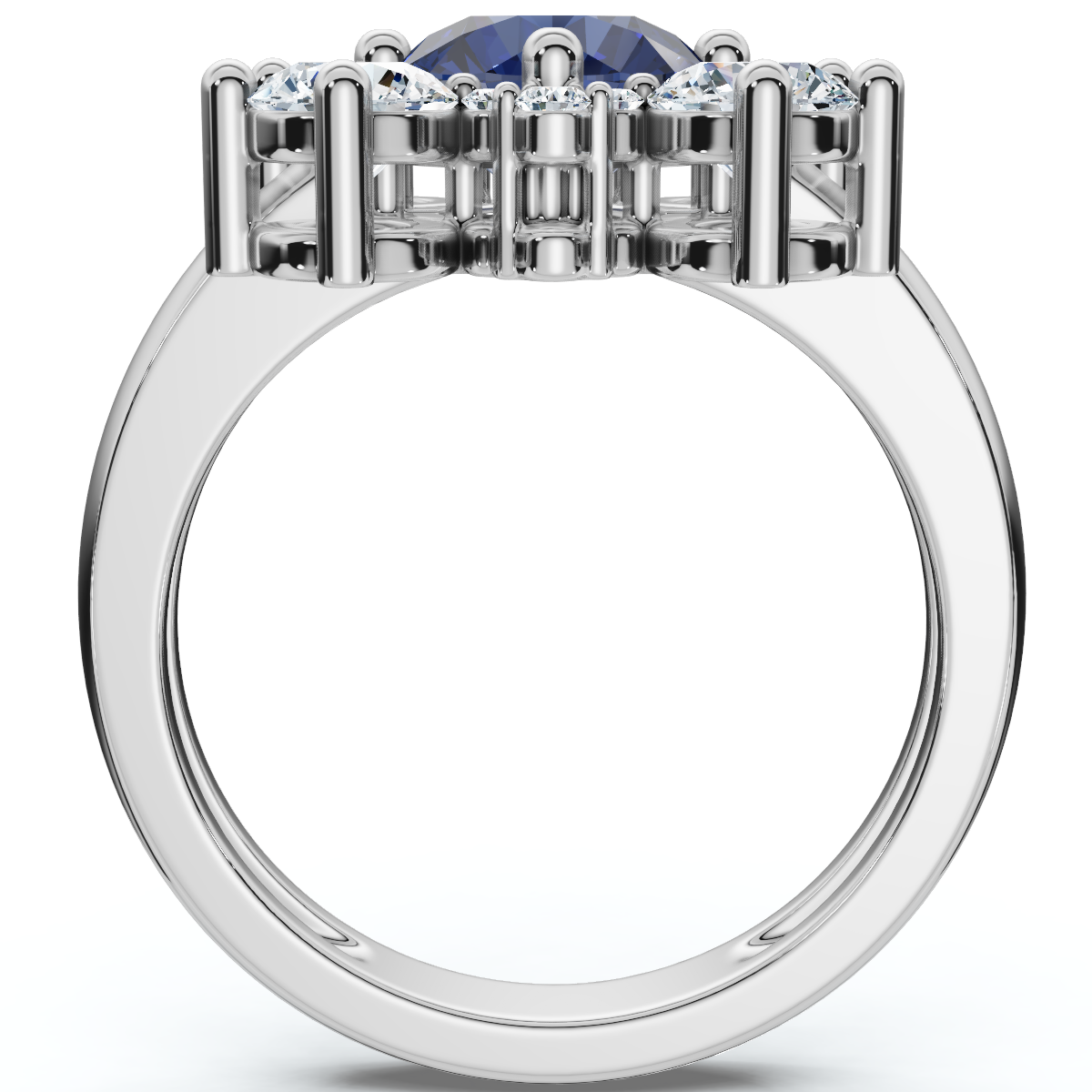 Soraya 2Ct Blue Sapphire & Diamond Floral Ring 10K Gold Lab Grown