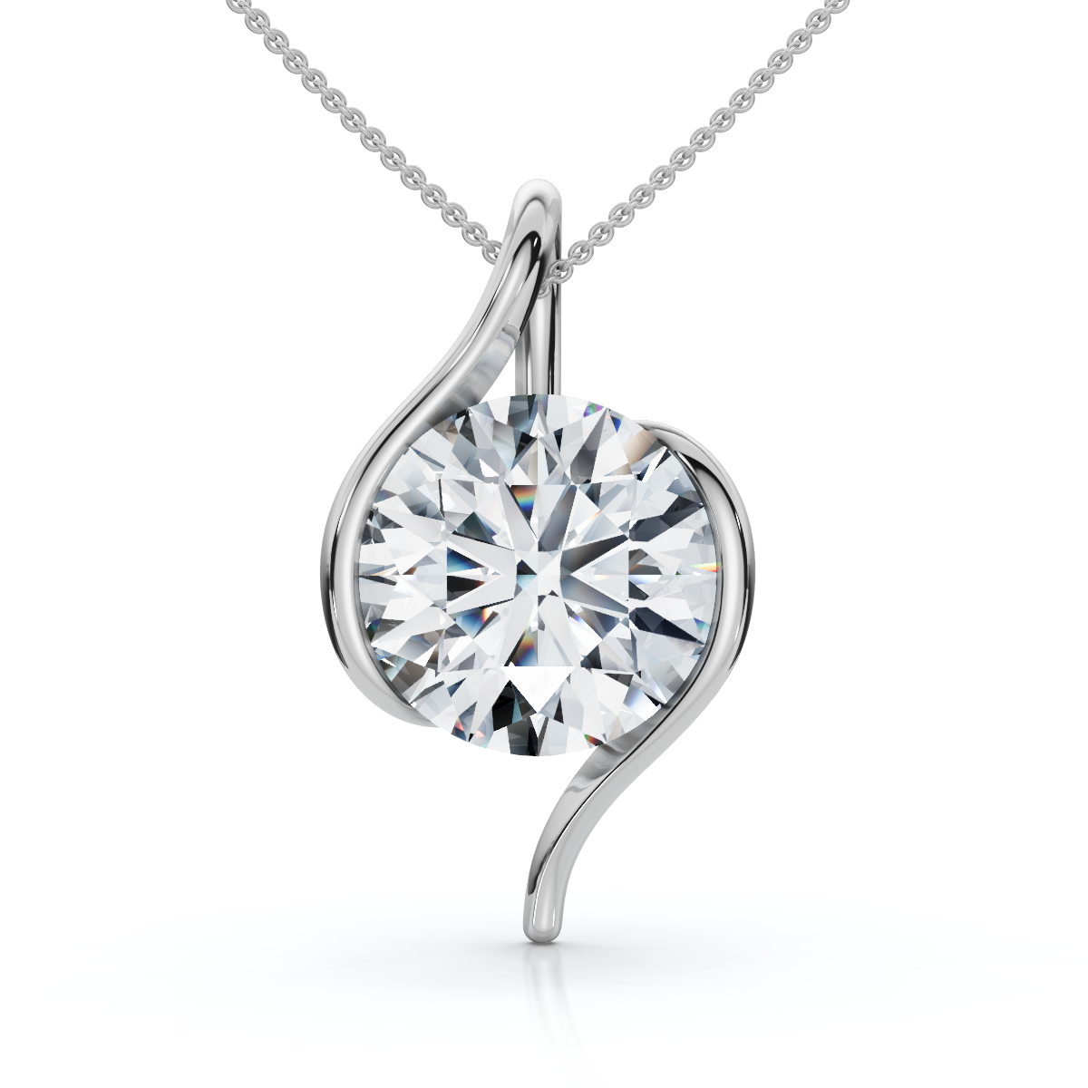 Certified 3Ct Diamond Molly Pendant 14k Gold Necklace 18" Lab Grown