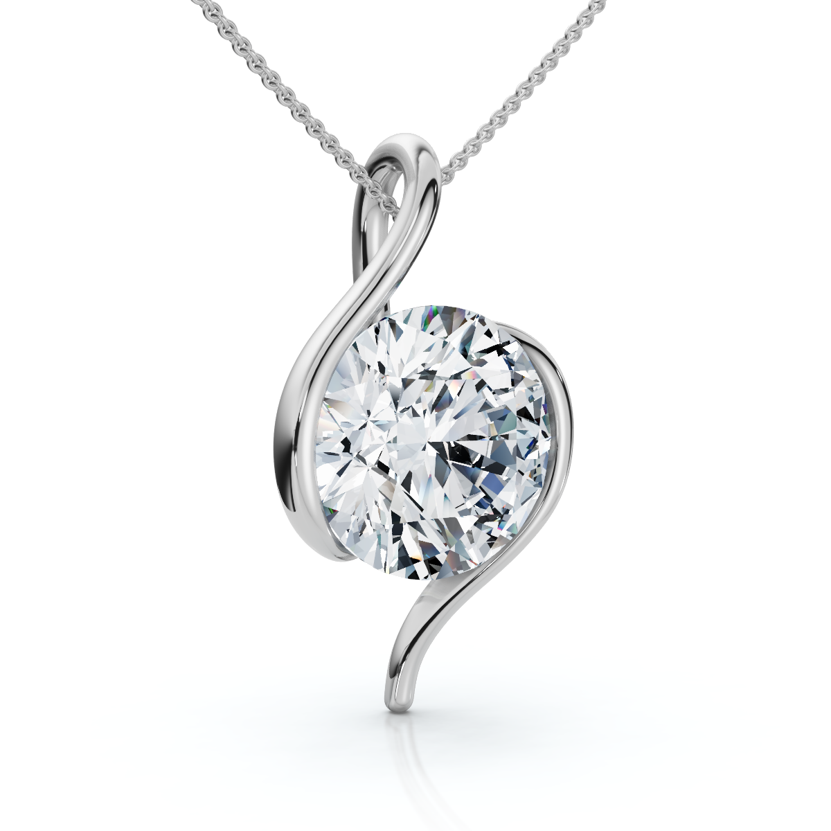 Certified 3Ct Diamond Molly Pendant 14k Gold Necklace 18" Lab Grown