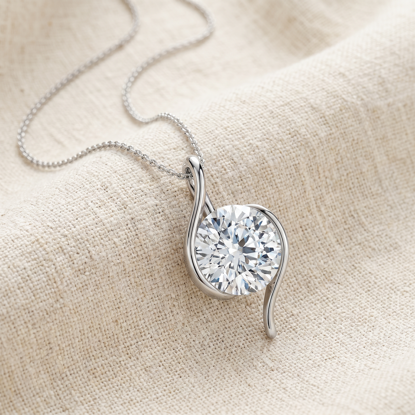 Certified 3Ct Diamond Molly Pendant 14k Gold Necklace 18" Lab Grown