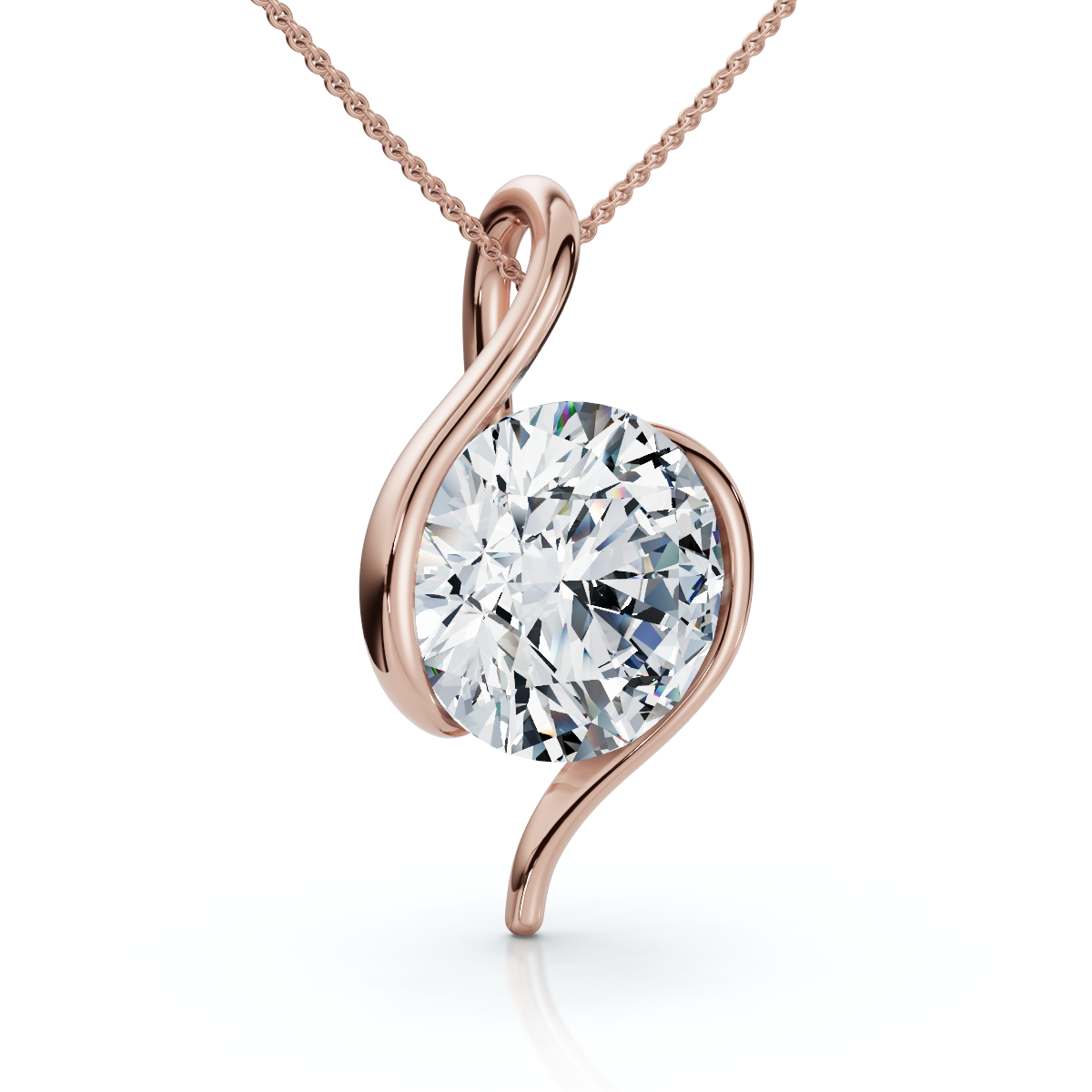 Certified 3Ct Diamond Molly Pendant 14k Gold Necklace 18" Lab Grown