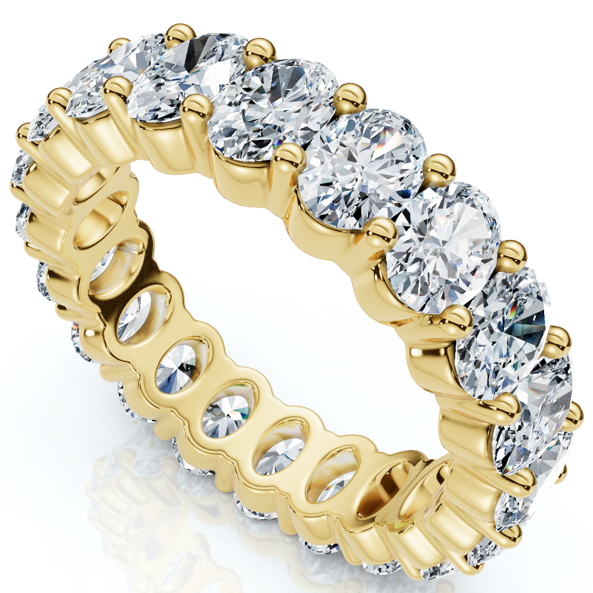 3.6Ct Oval Diamond Eternity Wedding Ring 14k Gold Lab Grown