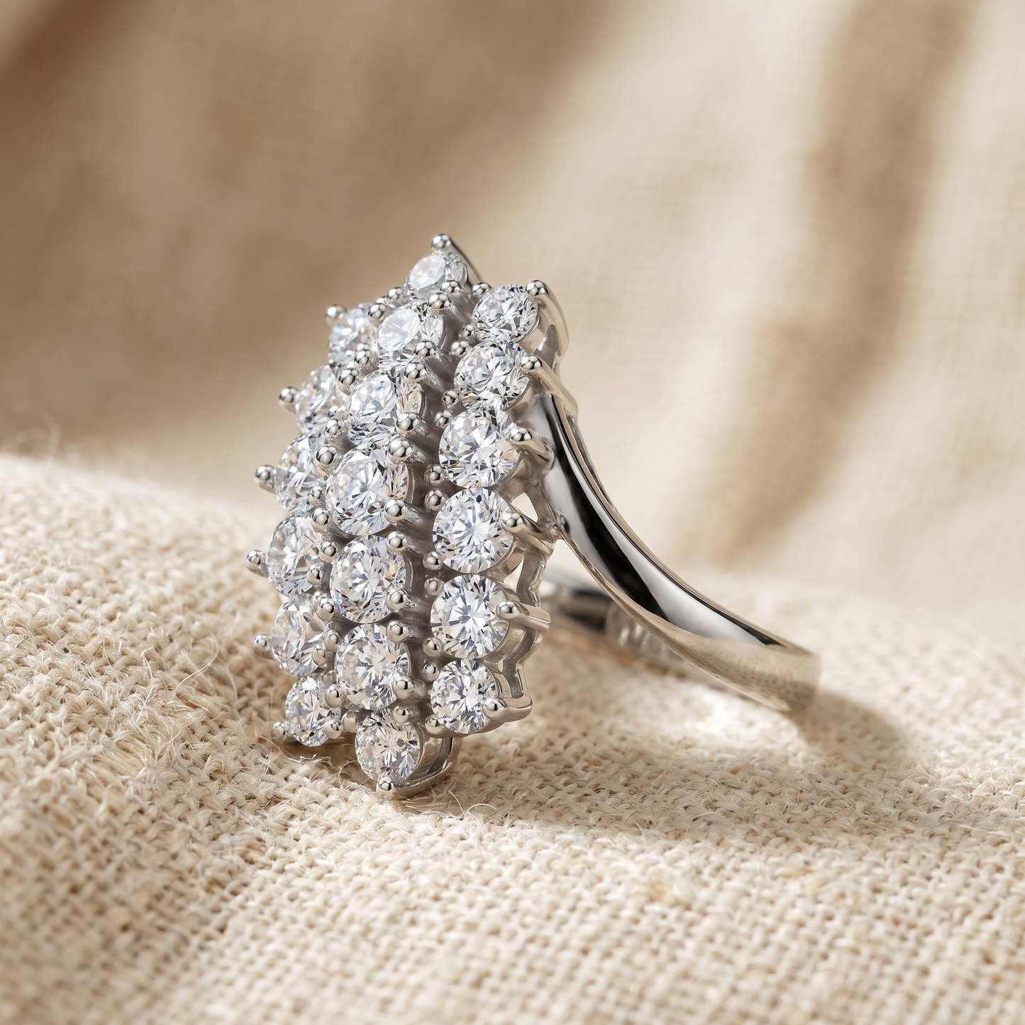 Astra 2Ct Diamond Cluster Cocktail Waterfall Women's Ring 10K Gold Lab Grown