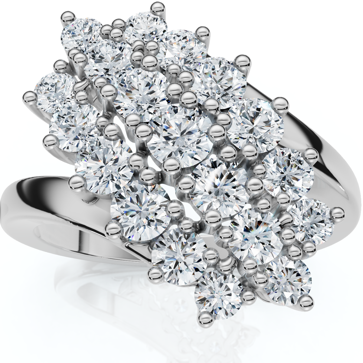 Astra 1Ct Diamond Cluster Cocktail Waterfall Fashion Ring 10K Gold Lab Grown