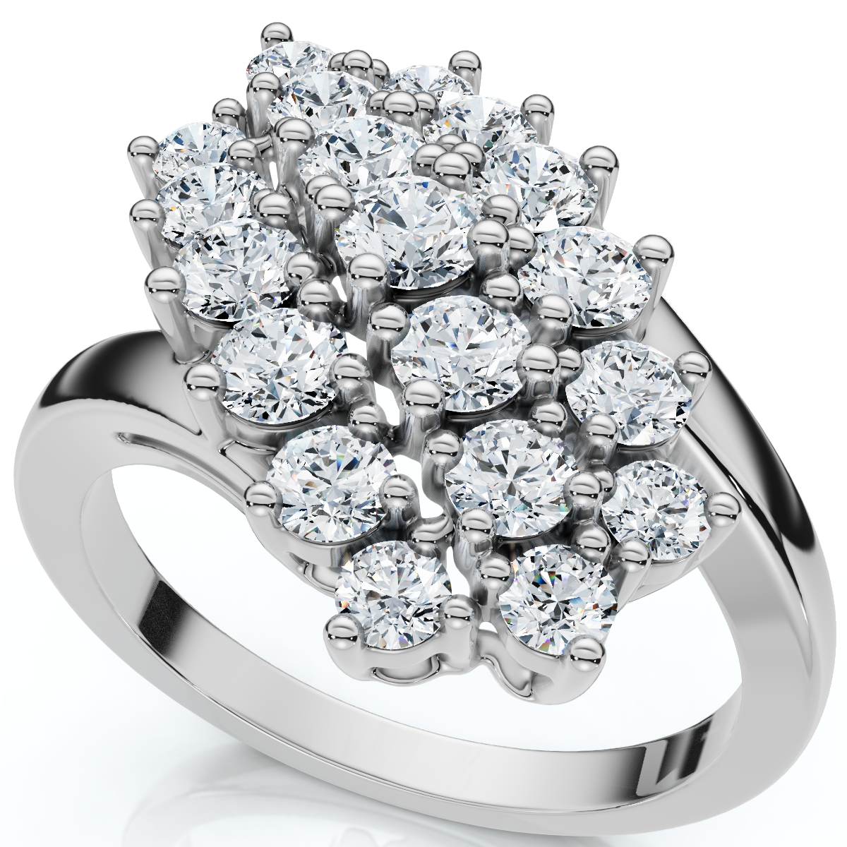 Astra 1Ct Diamond Cluster Cocktail Waterfall Fashion Ring 10K Gold Lab Grown