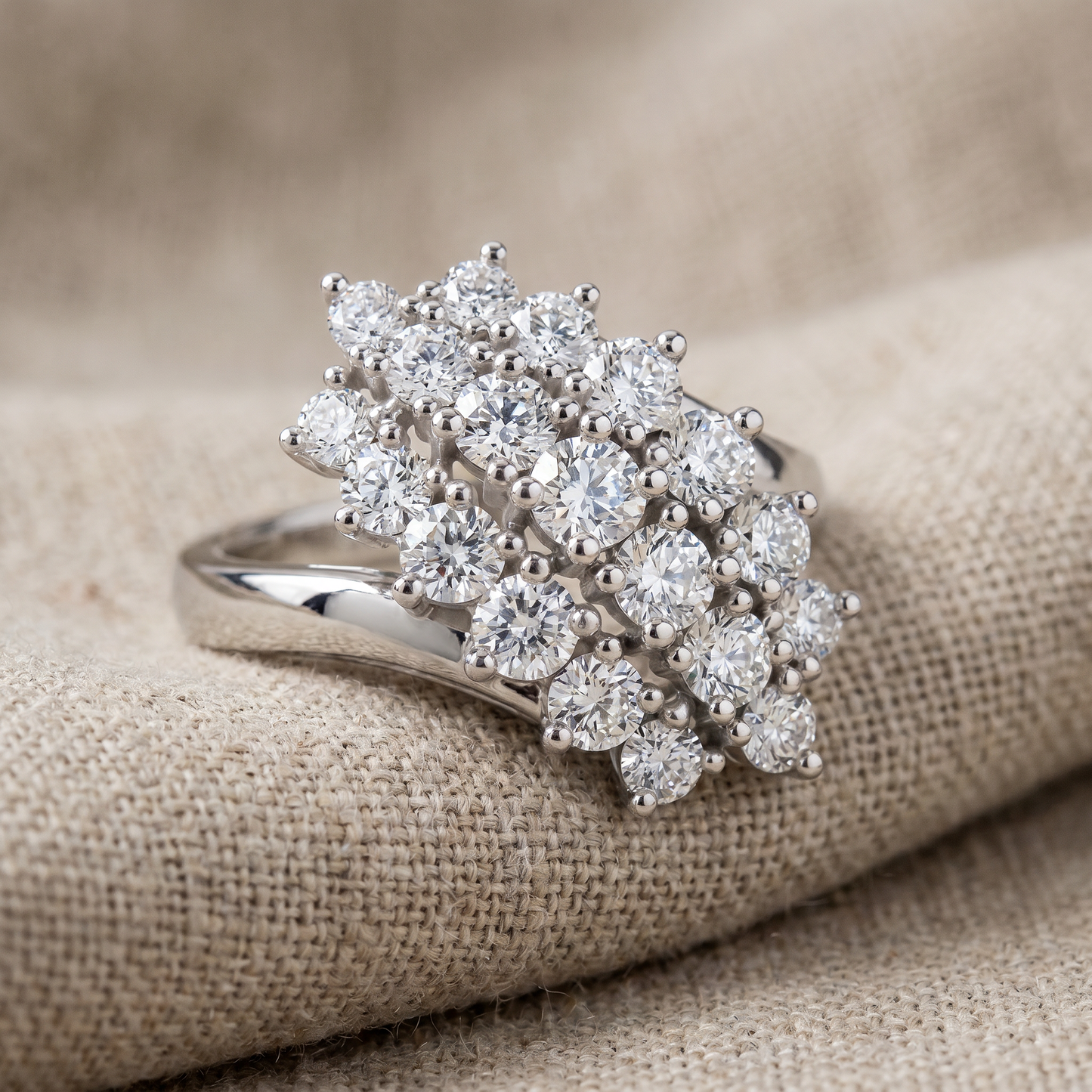 Astra 1Ct Diamond Cluster Cocktail Waterfall Fashion Ring 10K Gold Lab Grown