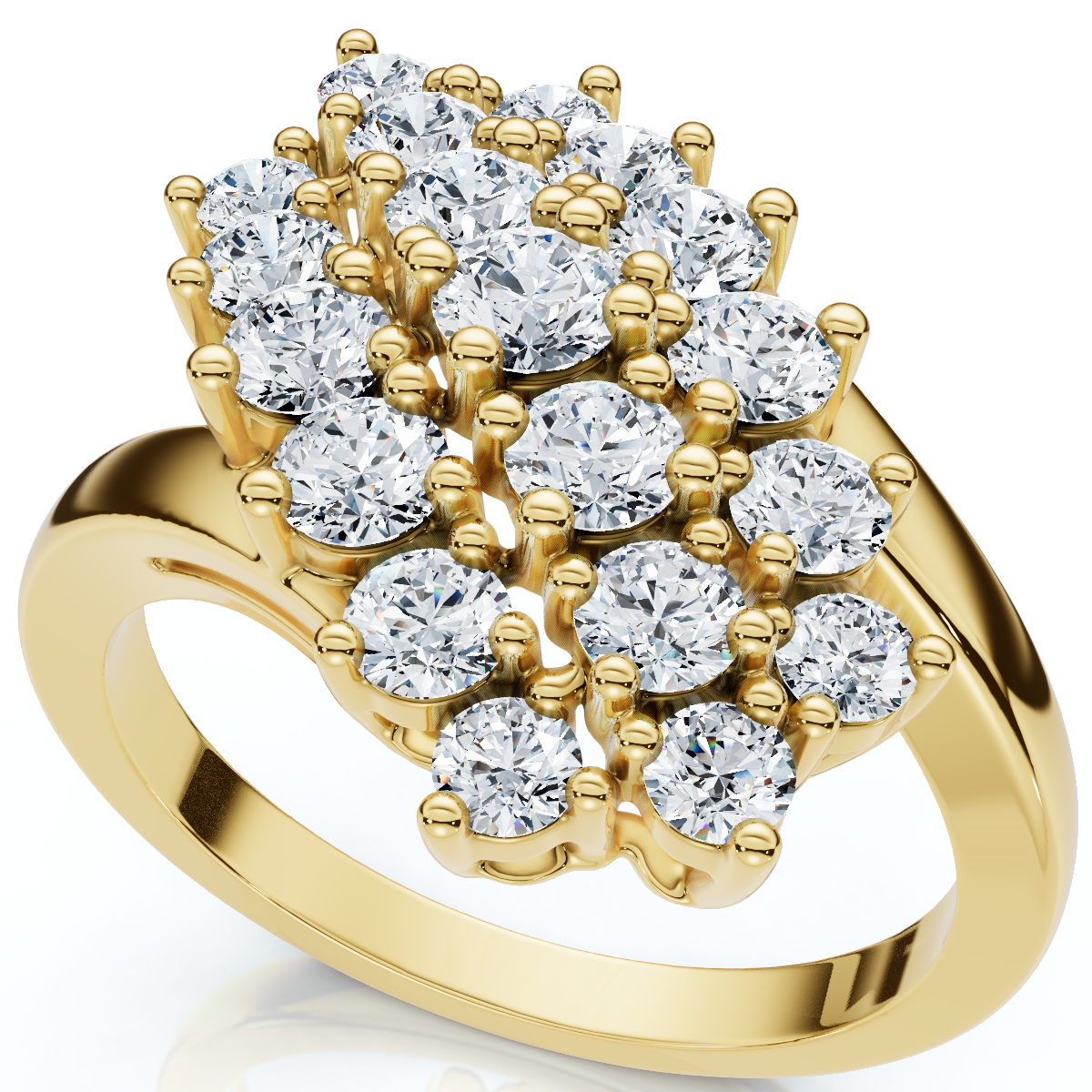 Astra 1Ct Diamond Cluster Cocktail Waterfall Fashion Ring 10K Gold Lab Grown