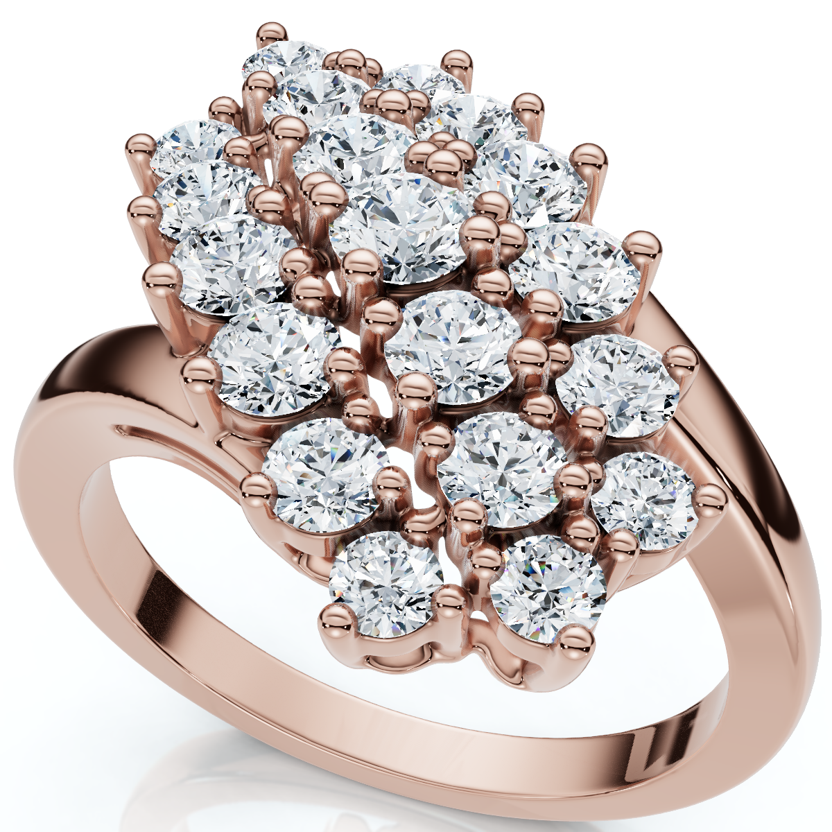 Astra 1Ct Diamond Cluster Cocktail Waterfall Fashion Ring 10K Gold Lab Grown