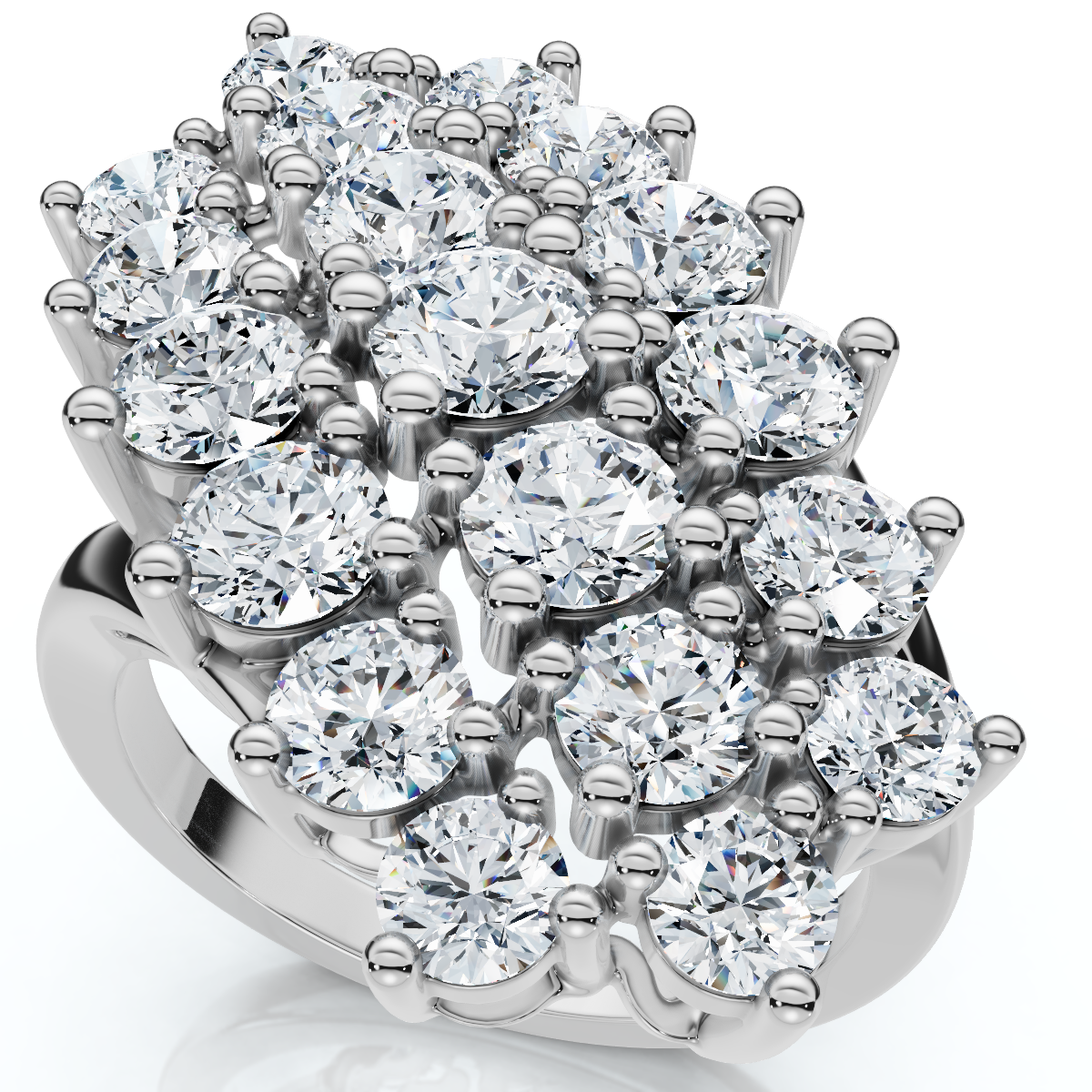 Astra 3Ct Diamond Cluster Cocktail Waterfall Ring Gold Lab Grown