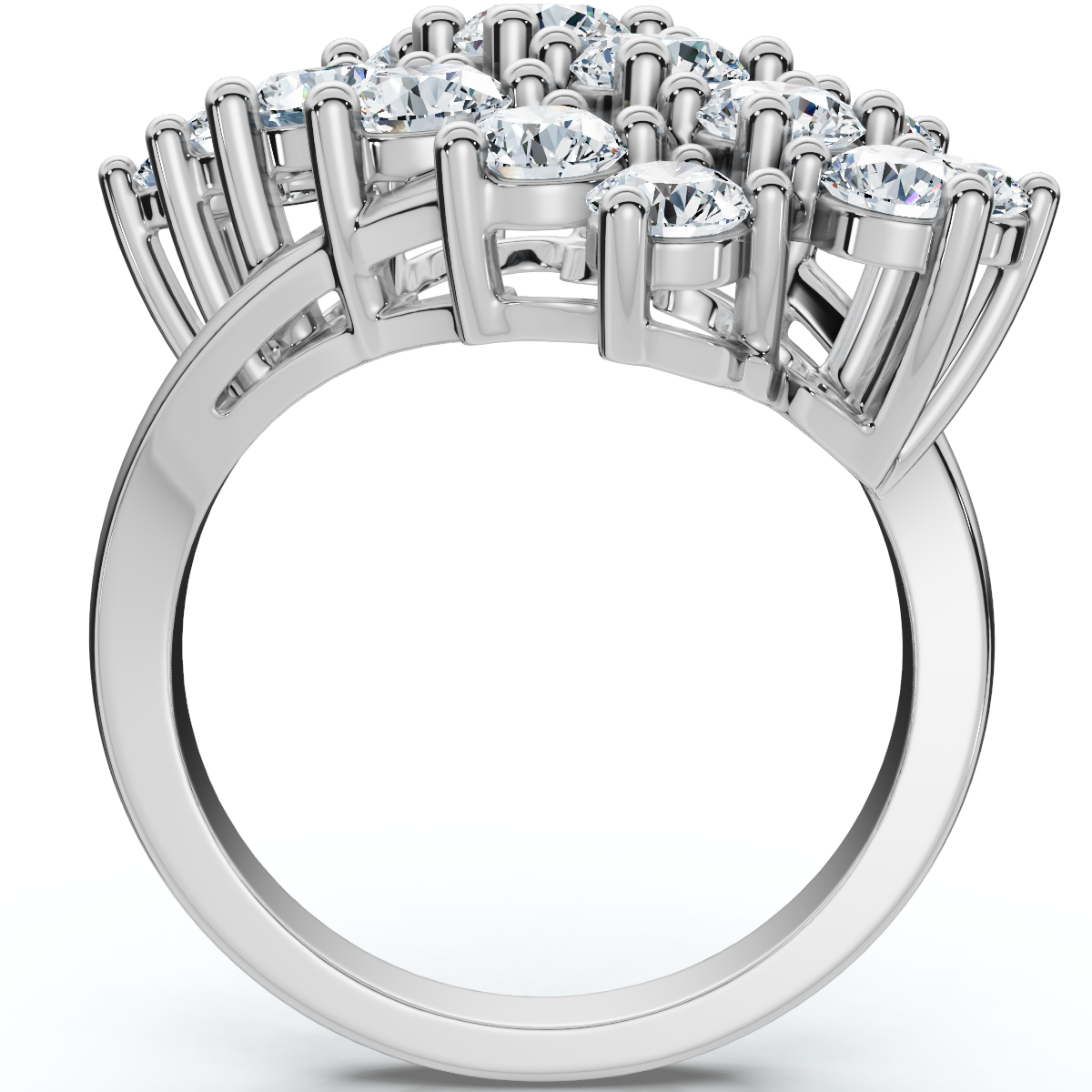 Astra 3Ct Diamond Cluster Cocktail Waterfall Ring Gold Lab Grown