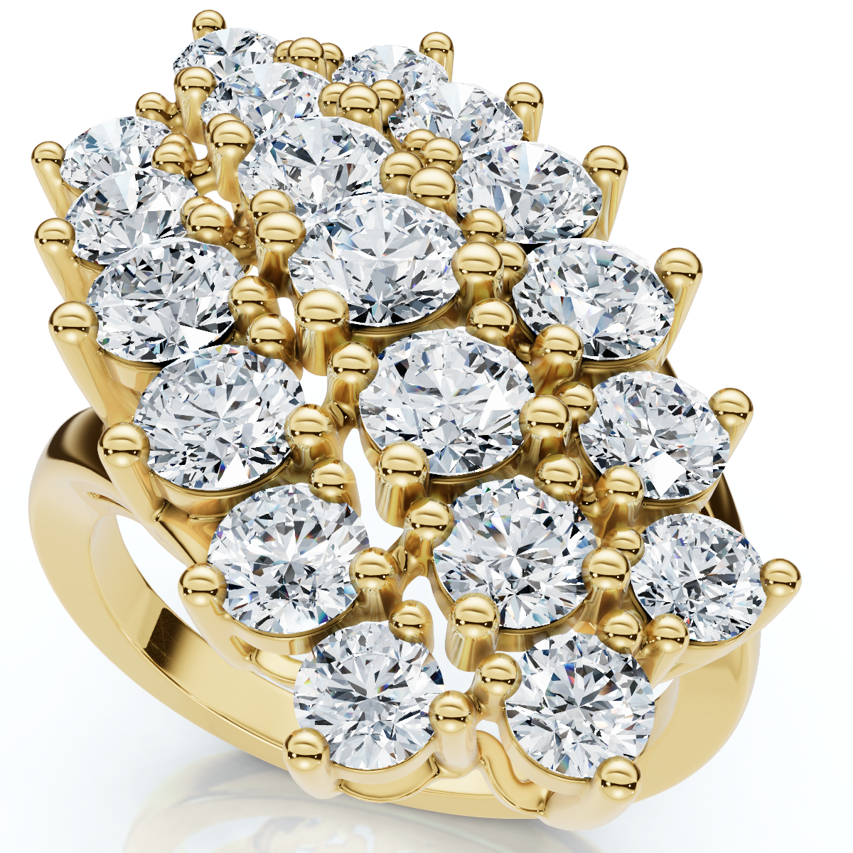 Astra 3Ct Diamond Cluster Cocktail Waterfall Ring Gold Lab Grown