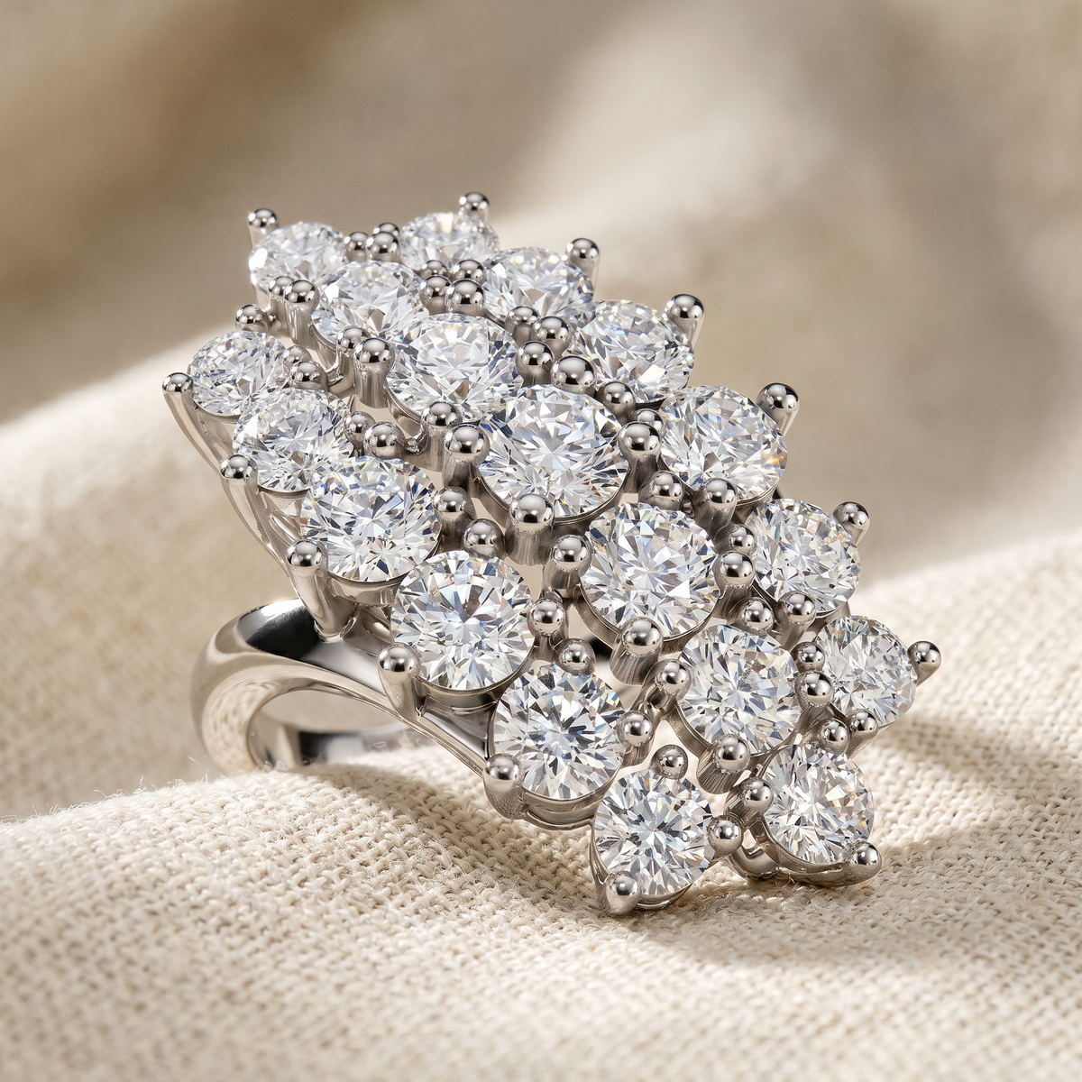 Astra 3Ct Diamond Cluster Cocktail Waterfall Ring Gold Lab Grown