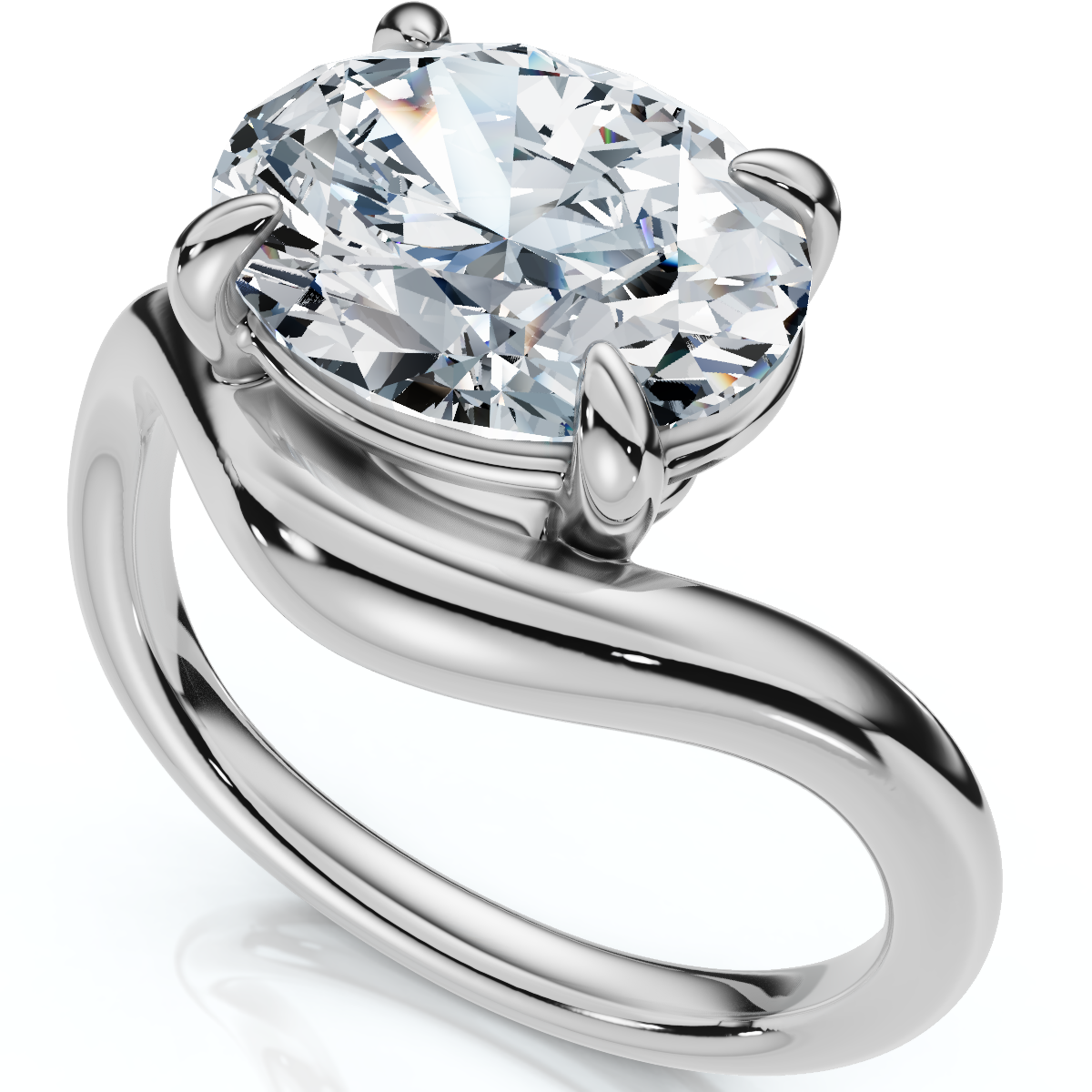 1Ct Oval Silhouette East West Diamond Engagement Ring 14k Gold Lab Grown