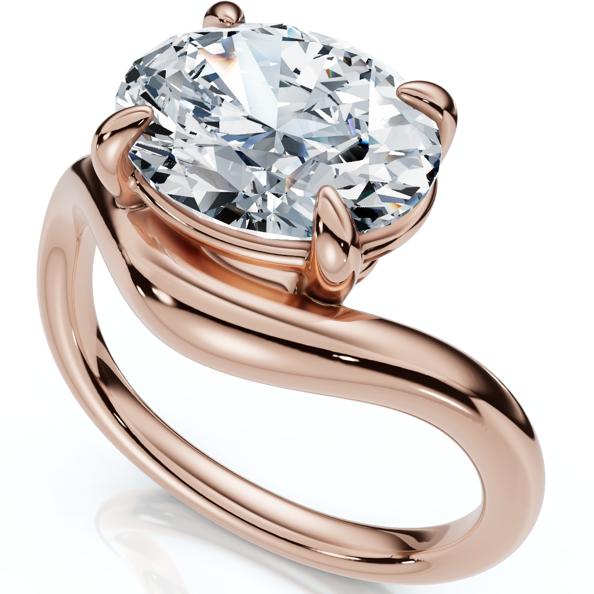 1Ct Oval Silhouette East West Diamond Engagement Ring 14k Gold Lab Grown