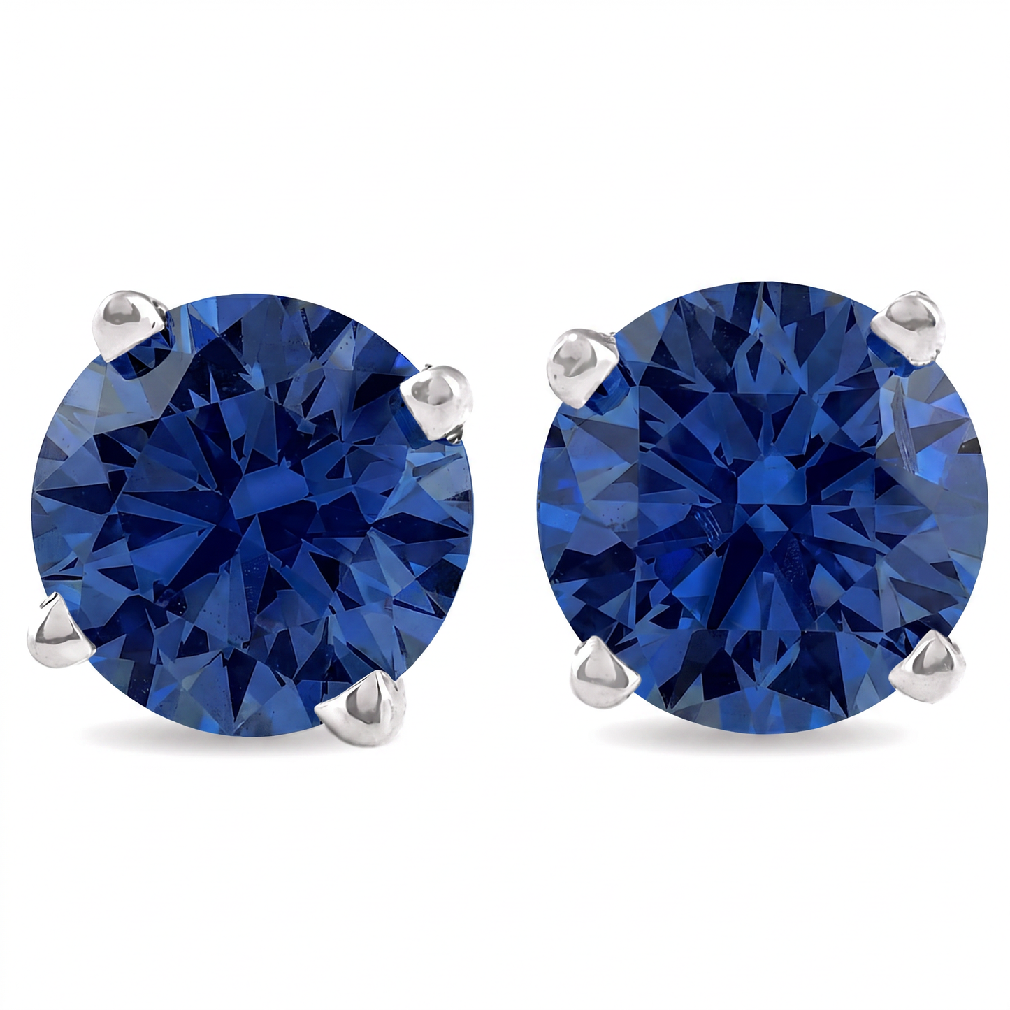 Certified 2-6Ct TW Blue Sapphire Studs 14k Gold Lab Grown