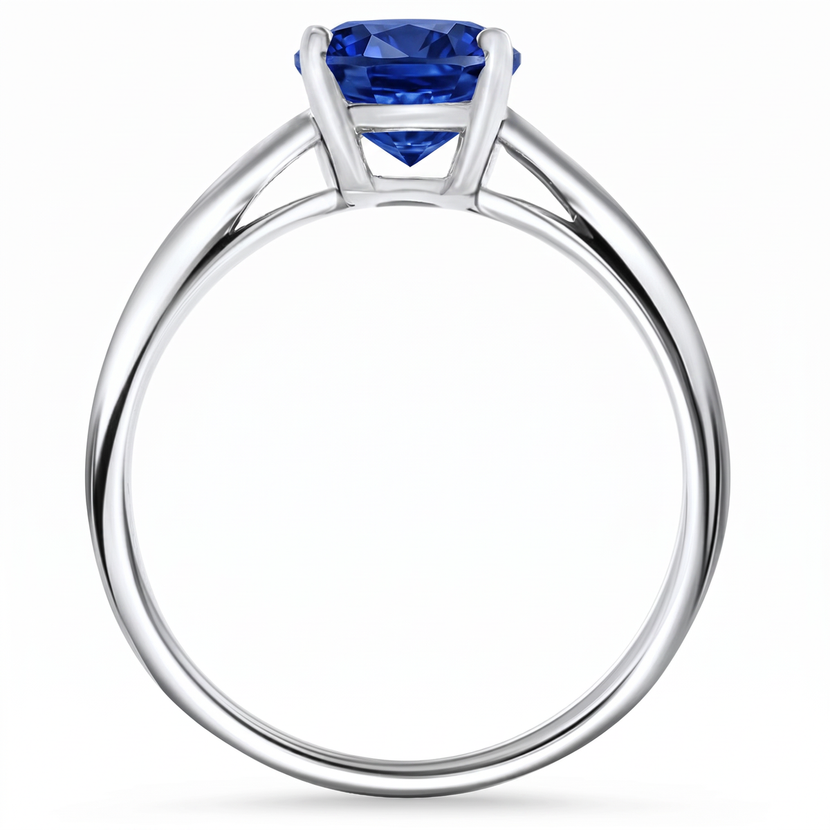 Certified 2Ct Cushion Blue Sapphire Solitaire Engagemet Ring 14k Gold Lab Grown