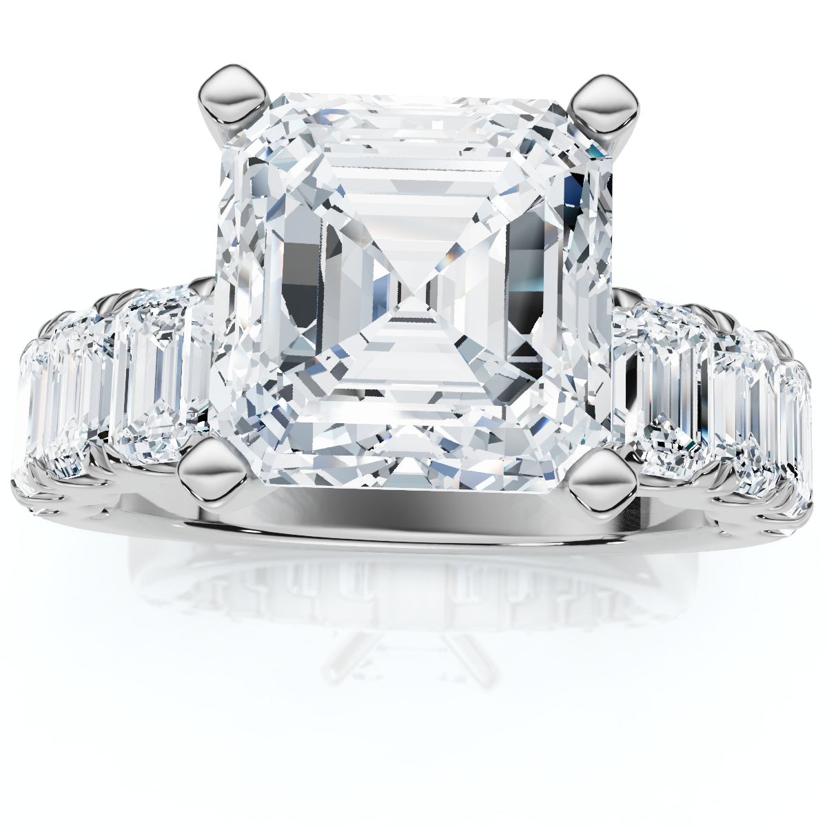 Certified Elara 5.5Ct Asscher & Emerald Diamond Engagement 14k Gold Lab Grown