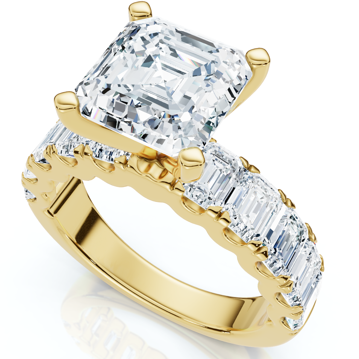 Certified Elara 5.5Ct Asscher & Emerald Diamond Engagement 14k Gold Lab Grown