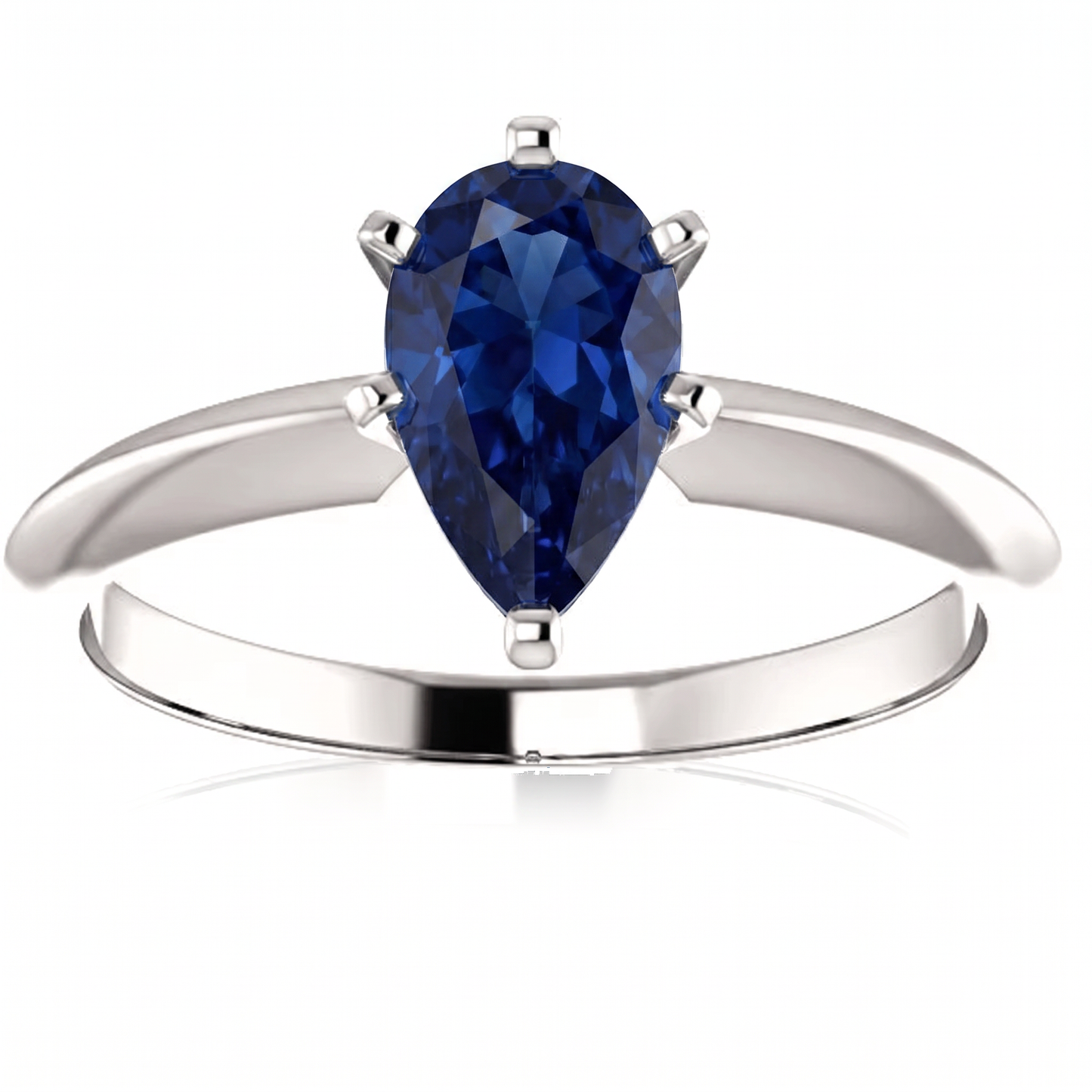 Certified 1-5Ct Pear Blue Sapphire Engagement RIng 14k Gold Lab Grown Solitaire