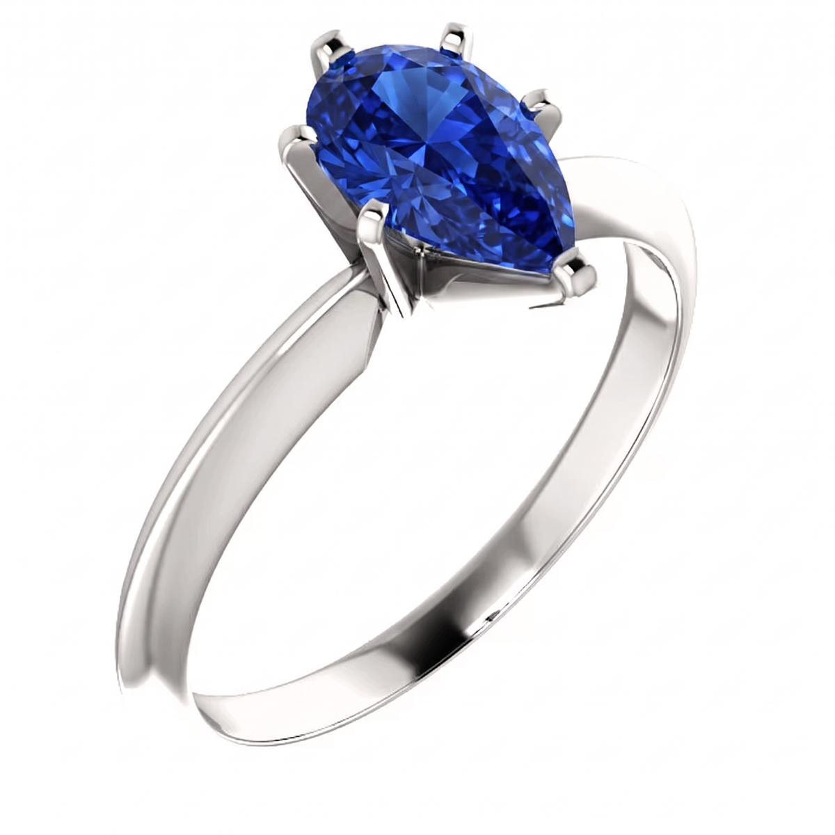 Certified 1-5Ct Pear Blue Sapphire Engagement RIng 14k Gold Lab Grown Solitaire