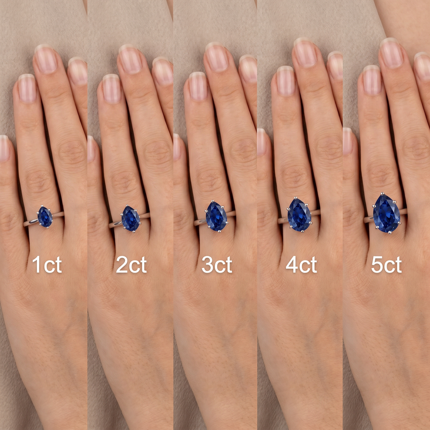 Certified 1-5Ct Pear Blue Sapphire Engagement RIng 14k Gold Lab Grown Solitaire