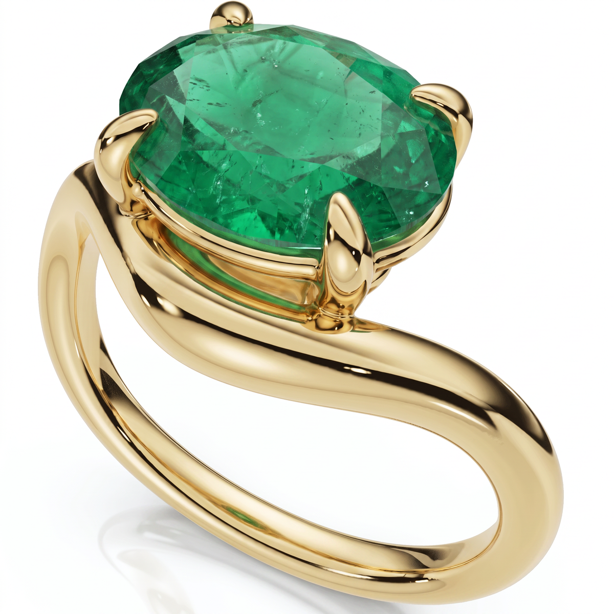 Certified 2.60Ct Emerald Oval Silhouette Ring 14k Gold Lab Grown