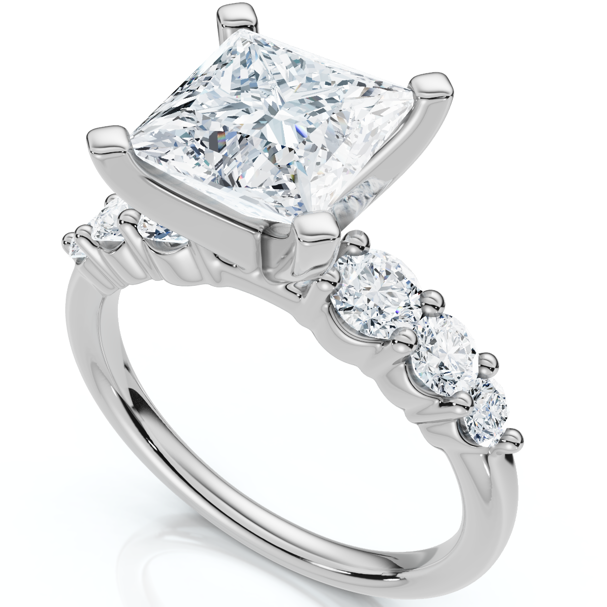 Certified Aurea 2 2/3Ct Princess Diamond Engagement Ring 14k Gold Lab Grown