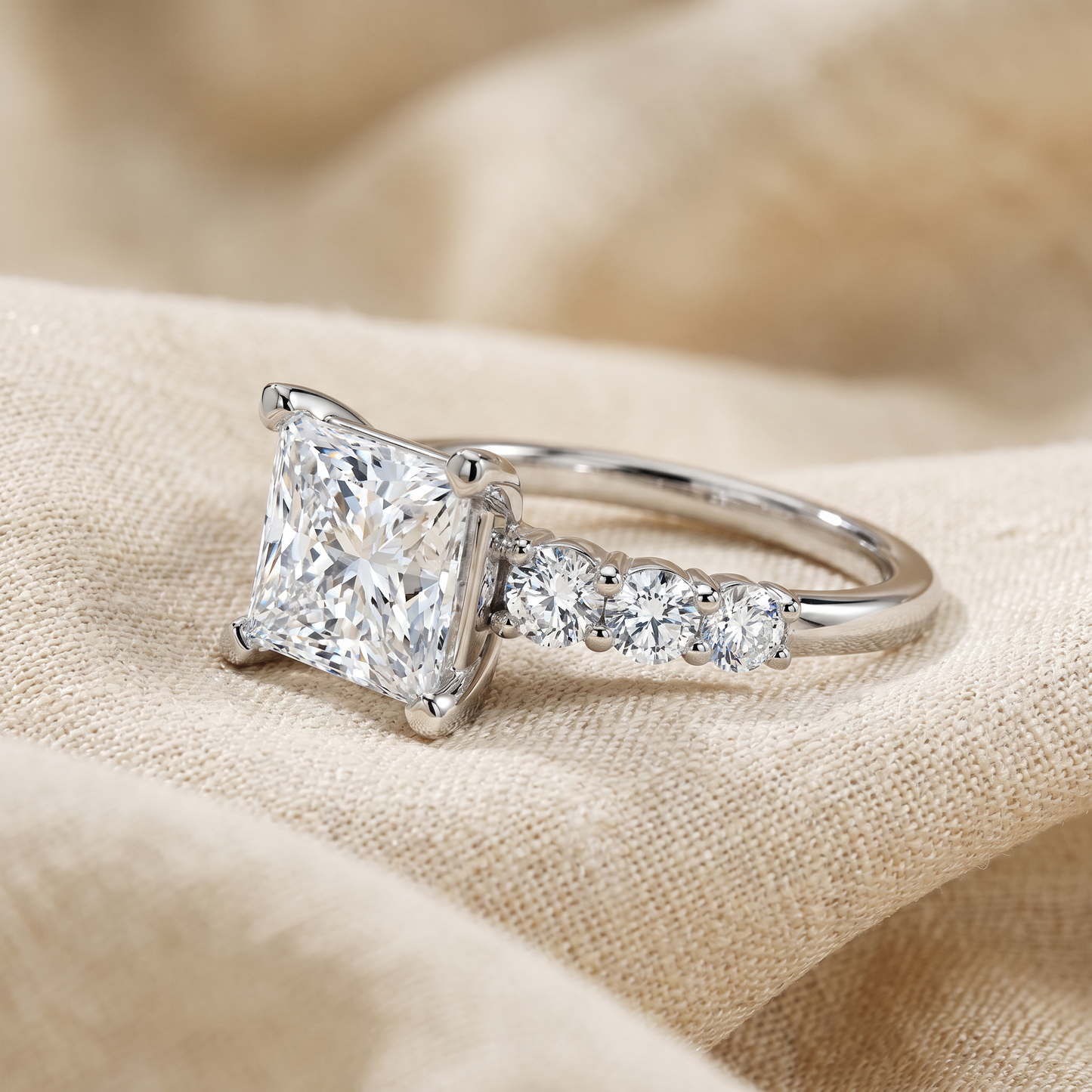 Certified Aurea 2 2/3Ct Princess Diamond Engagement Ring 14k Gold Lab Grown