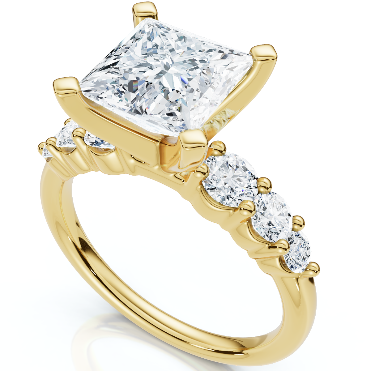 Certified Aurea 2 2/3Ct Princess Diamond Engagement Ring 14k Gold Lab Grown