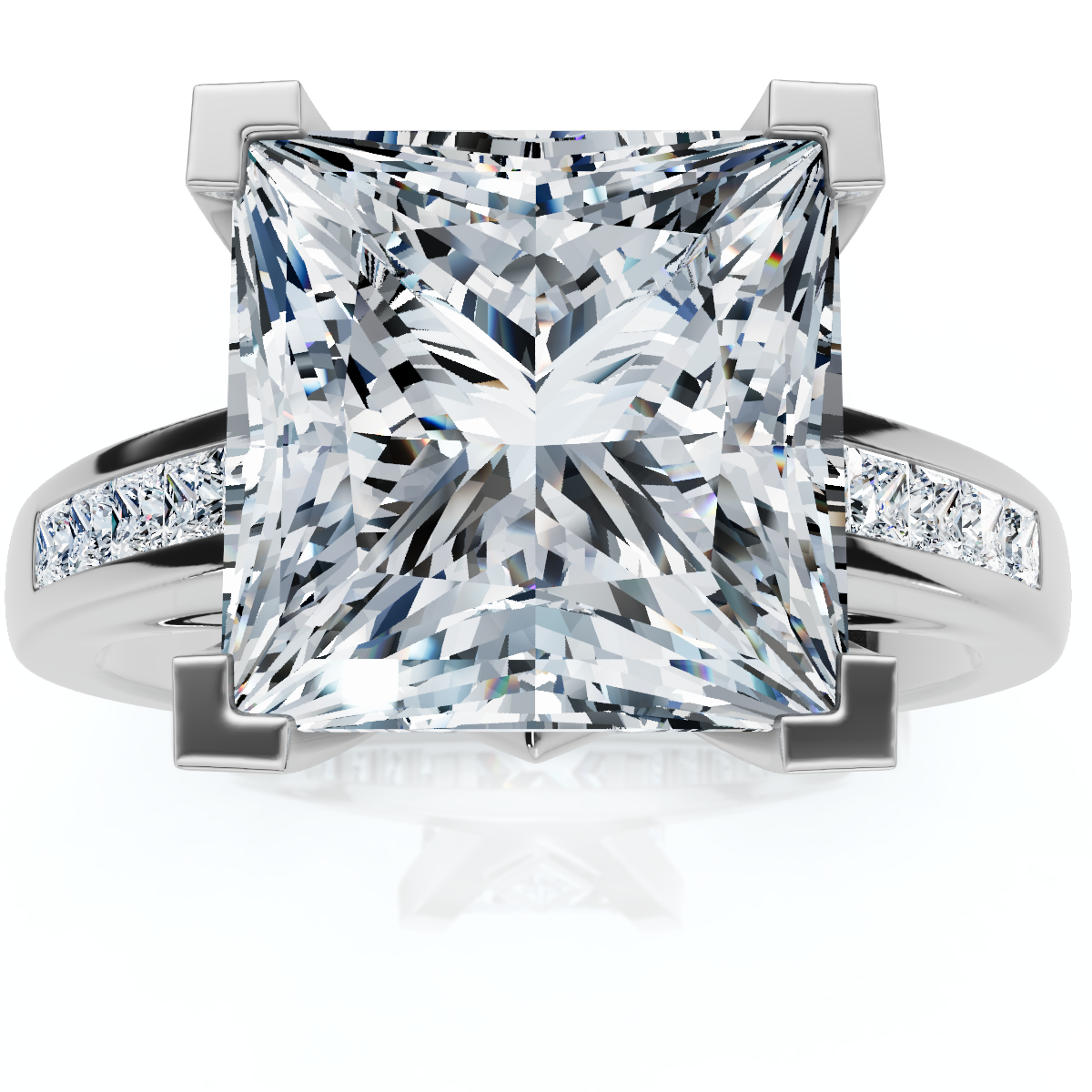 Certified 4 2/3Ct Reese Princess Cut Diamond Engagement Ring 14k Gold Lab Grown