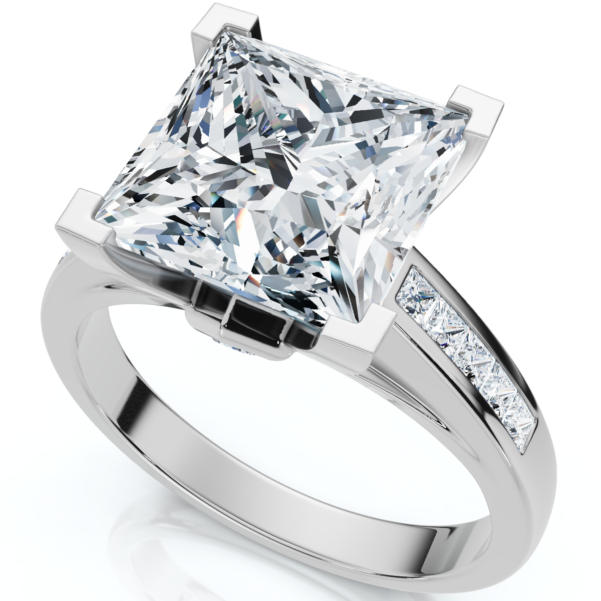 Certified 4 2/3Ct Reese Princess Cut Diamond Engagement Ring 14k Gold Lab Grown