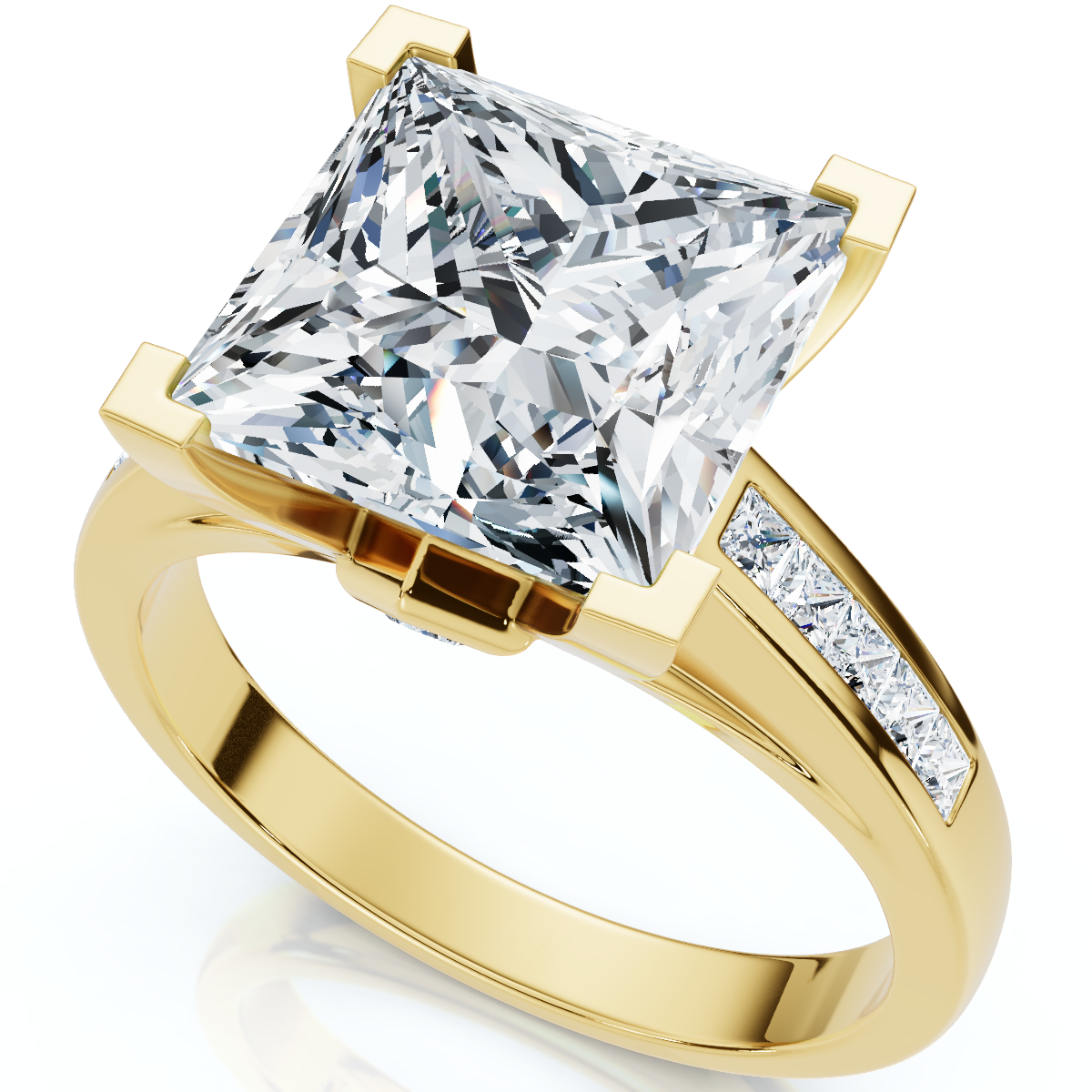 Certified 4 2/3Ct Reese Princess Cut Diamond Engagement Ring 14k Gold Lab Grown
