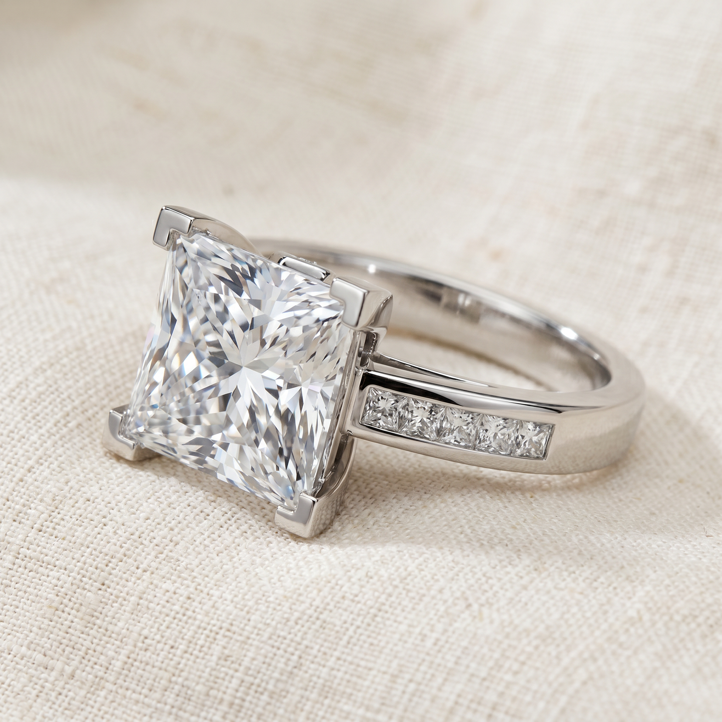Certified 4 2/3Ct Reese Princess Cut Diamond Engagement Ring 14k Gold Lab Grown