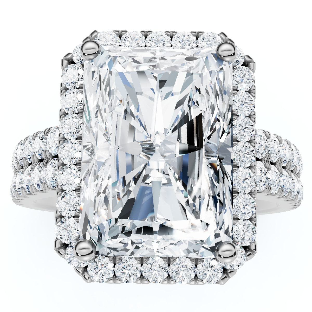 Certified 4.7Ct Debra Radiant Cut Double Row Engagement Ring 14k Gold Lab Grown