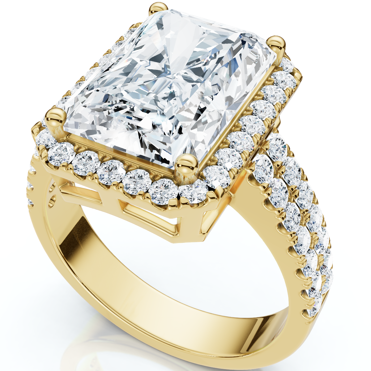 Certified 4.7Ct Debra Radiant Cut Double Row Engagement Ring 14k Gold Lab Grown