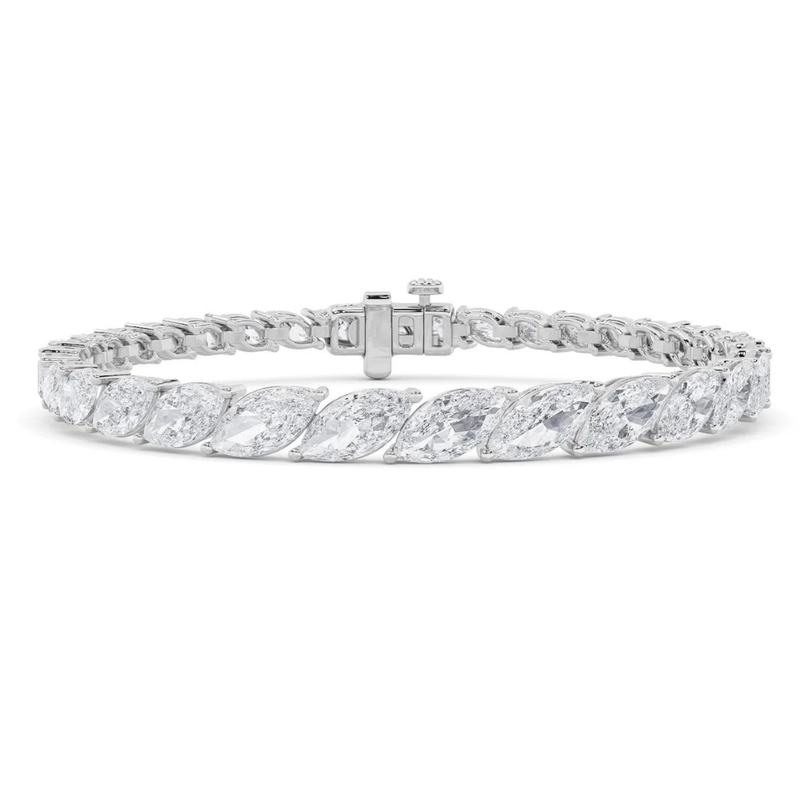 13Ct Marquise Diamond Tennis Bracelet 14k Gold Lab Grown 7"