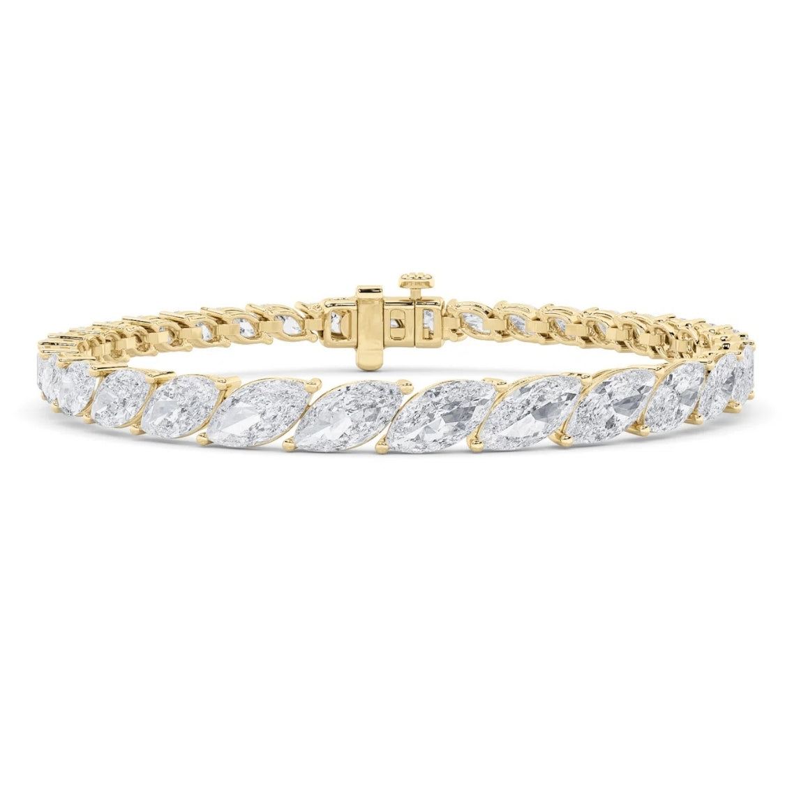 13Ct Marquise Diamond Tennis Bracelet 14k Gold Lab Grown 7"