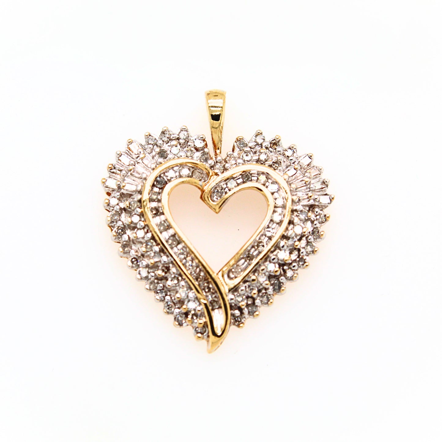 10K Yellow-gold Heart Shape Diamond Pendant, 2.58 grams
