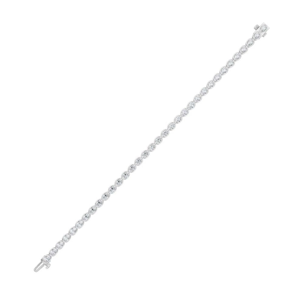 15Ct TW East West Oval Bezel Diamond Tennis Bracelet 14k Gold 7" Lab Grown
