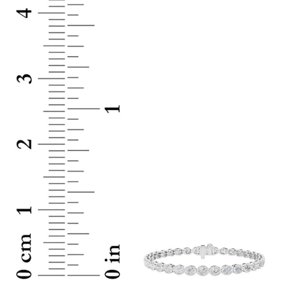 15Ct TW East West Oval Bezel Diamond Tennis Bracelet 14k Gold 7" Lab Grown