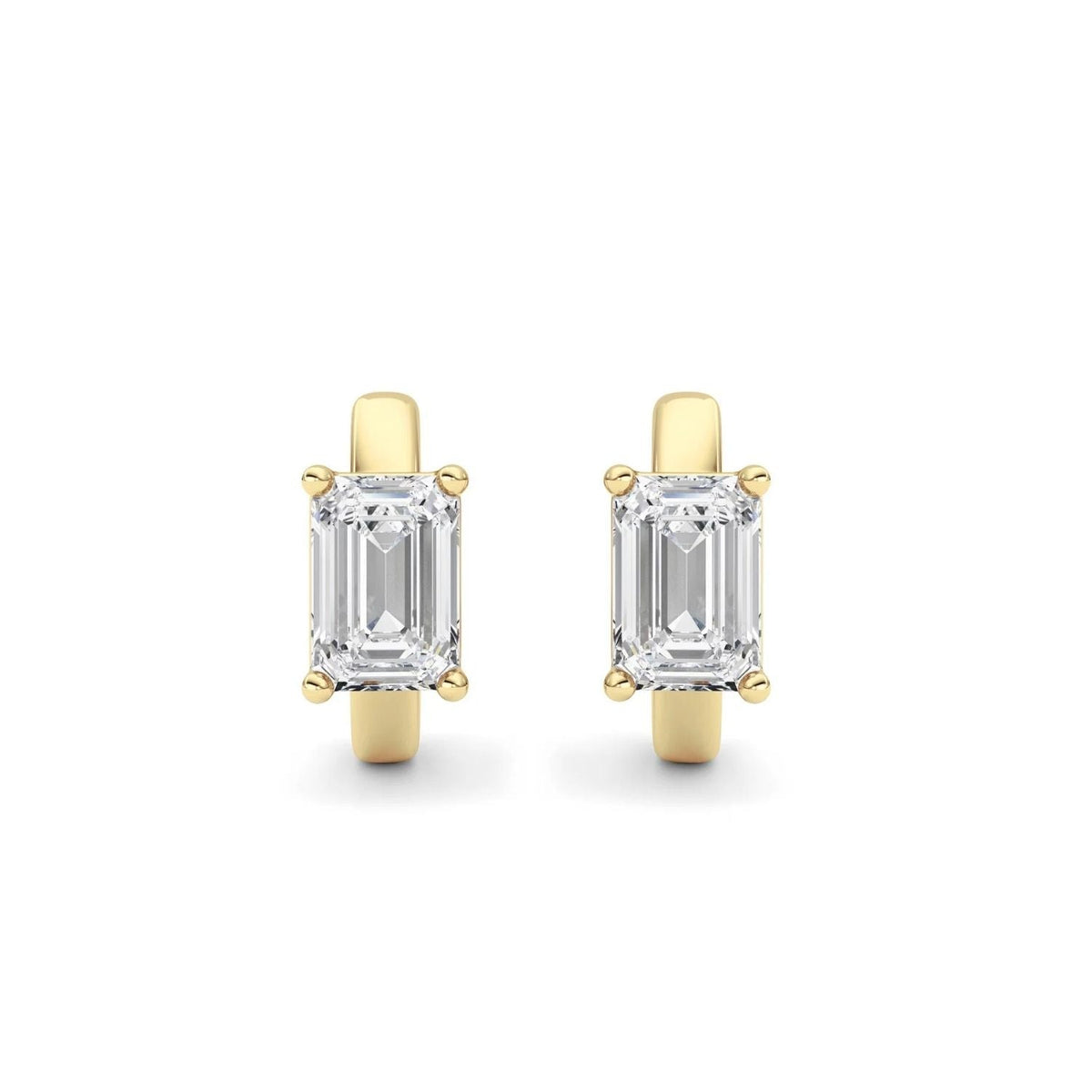 2Ct TW Emerald Diamond Hoops 14k Gold Lab Grown Huggie Earrings