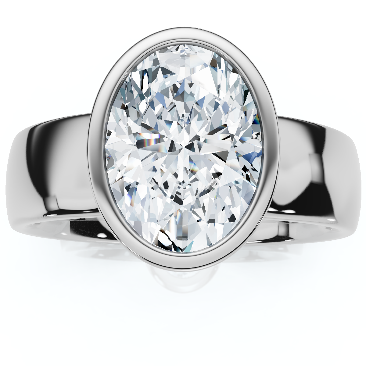 Certified 2Ct Oval Sculptural Bezel Diamond Engagement Ring 14k Gold Lab Grown