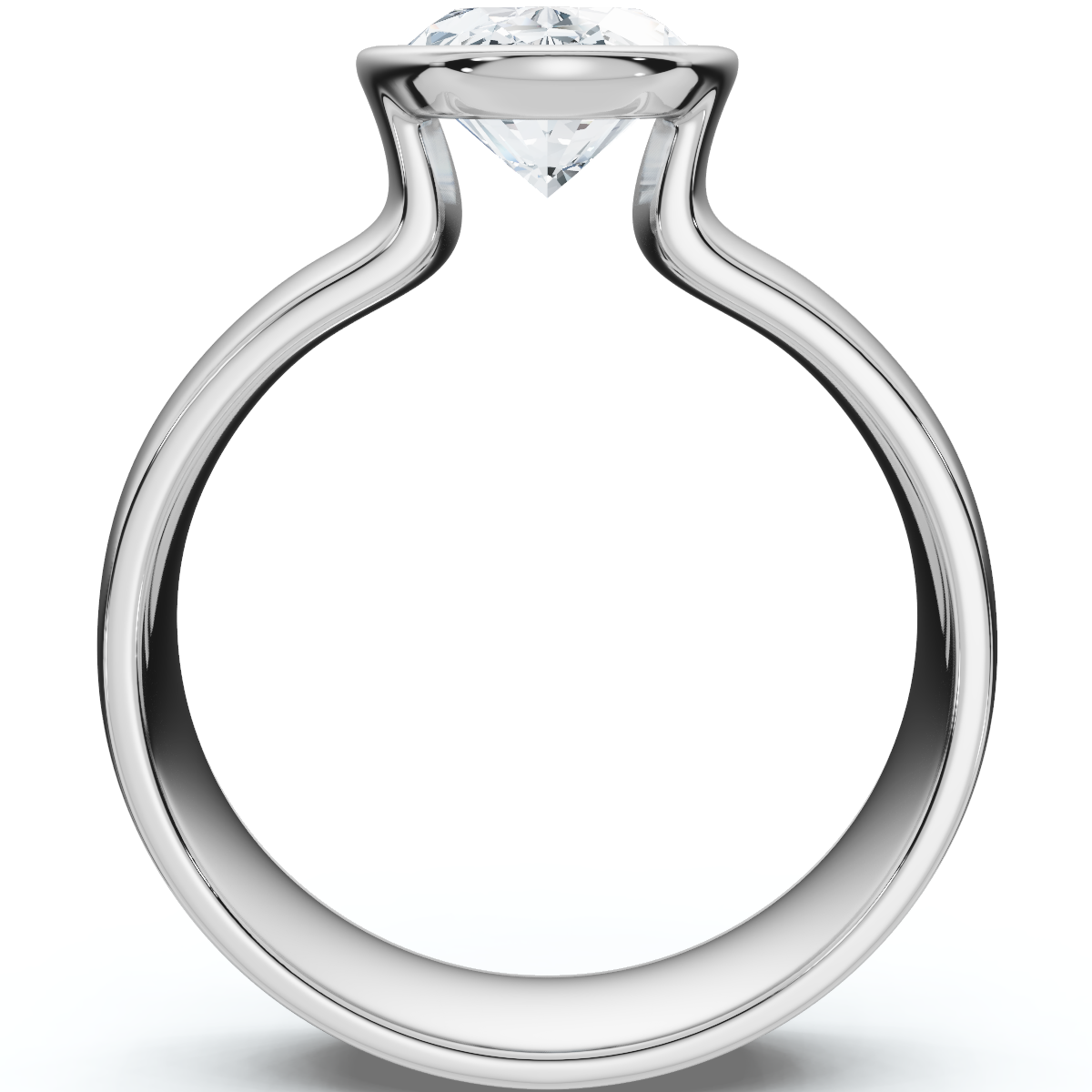 Certified 2Ct Oval Sculptural Bezel Diamond Engagement Ring 14k Gold Lab Grown
