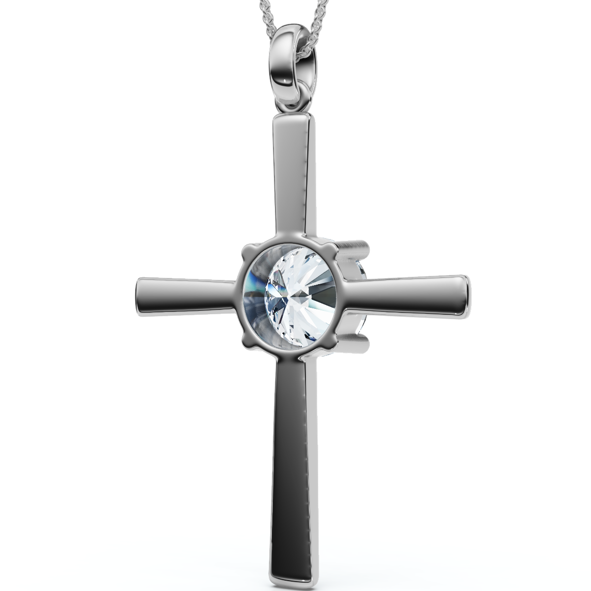 1Ct Diamond Cross Gold 18" Necklace Lab Grown 30mm Tall
