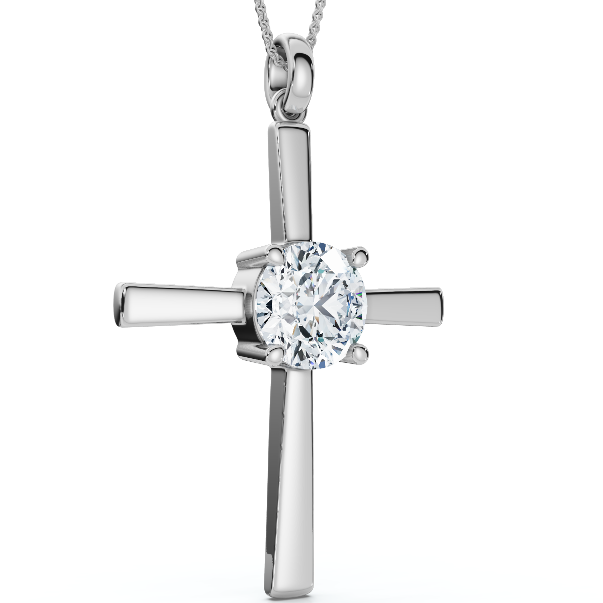 1Ct Diamond Cross Gold 18" Necklace Lab Grown 30mm Tall
