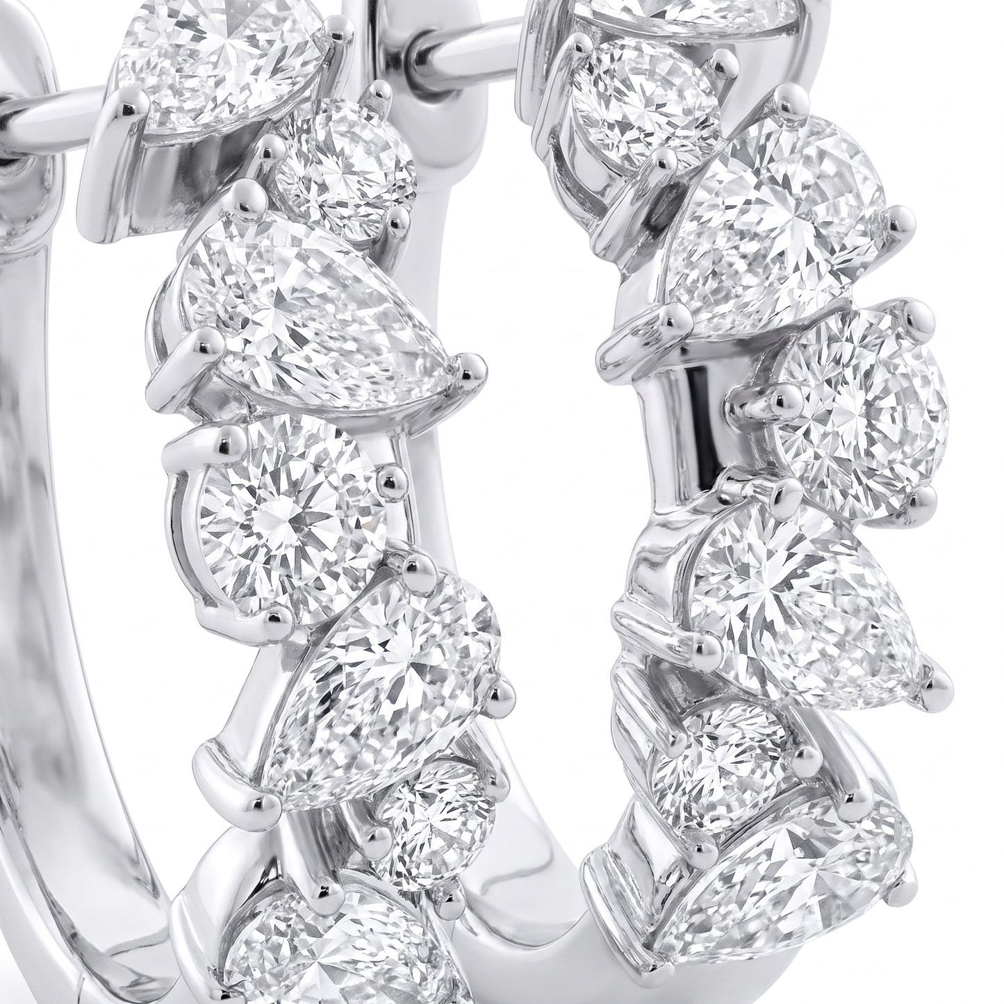 2Ct Pear & Round Ali Diamond Hoops 14k Gold 19mm Earrings Lab Grown