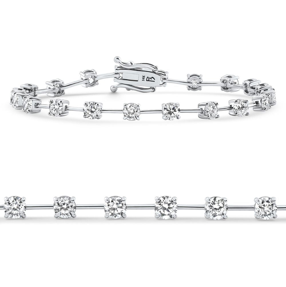 5Ct Spaced Diamond Tennis Bracelet 14k Gold Lab Grown 7"