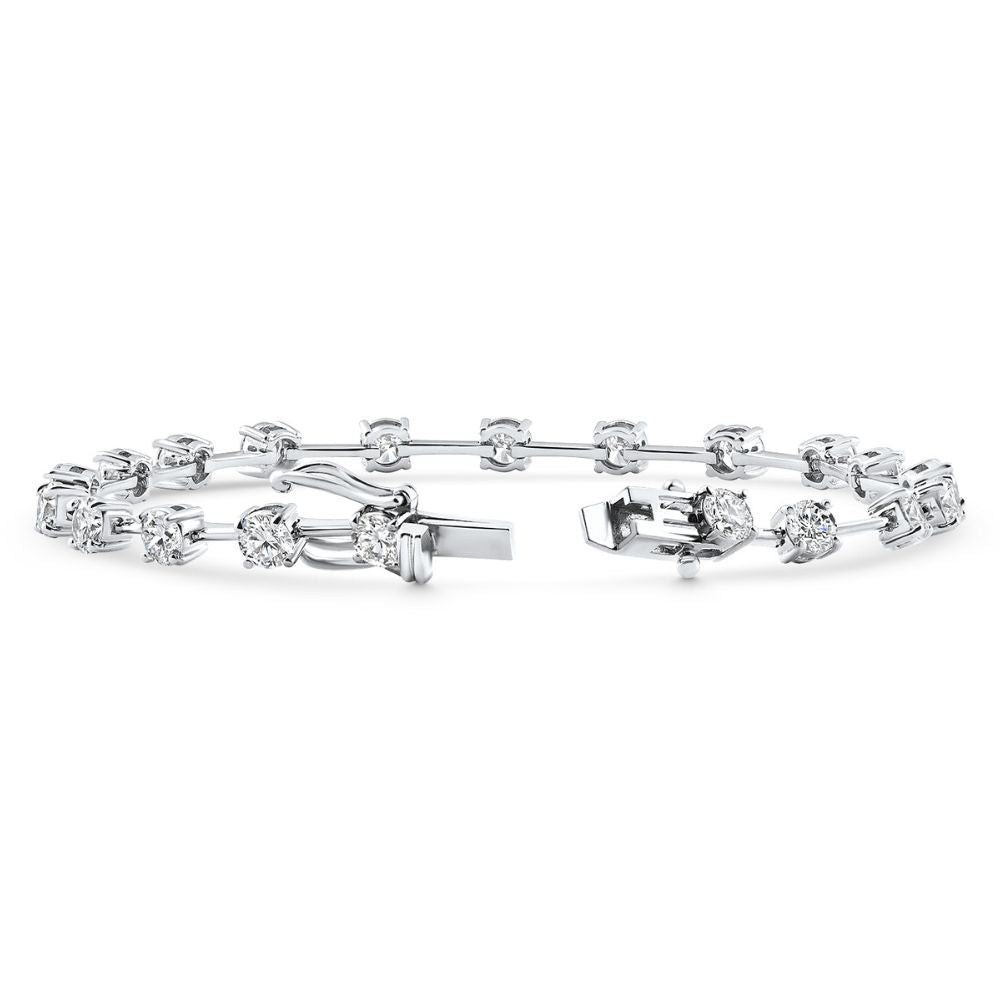 5Ct Spaced Diamond Tennis Bracelet 14k Gold Lab Grown 7"