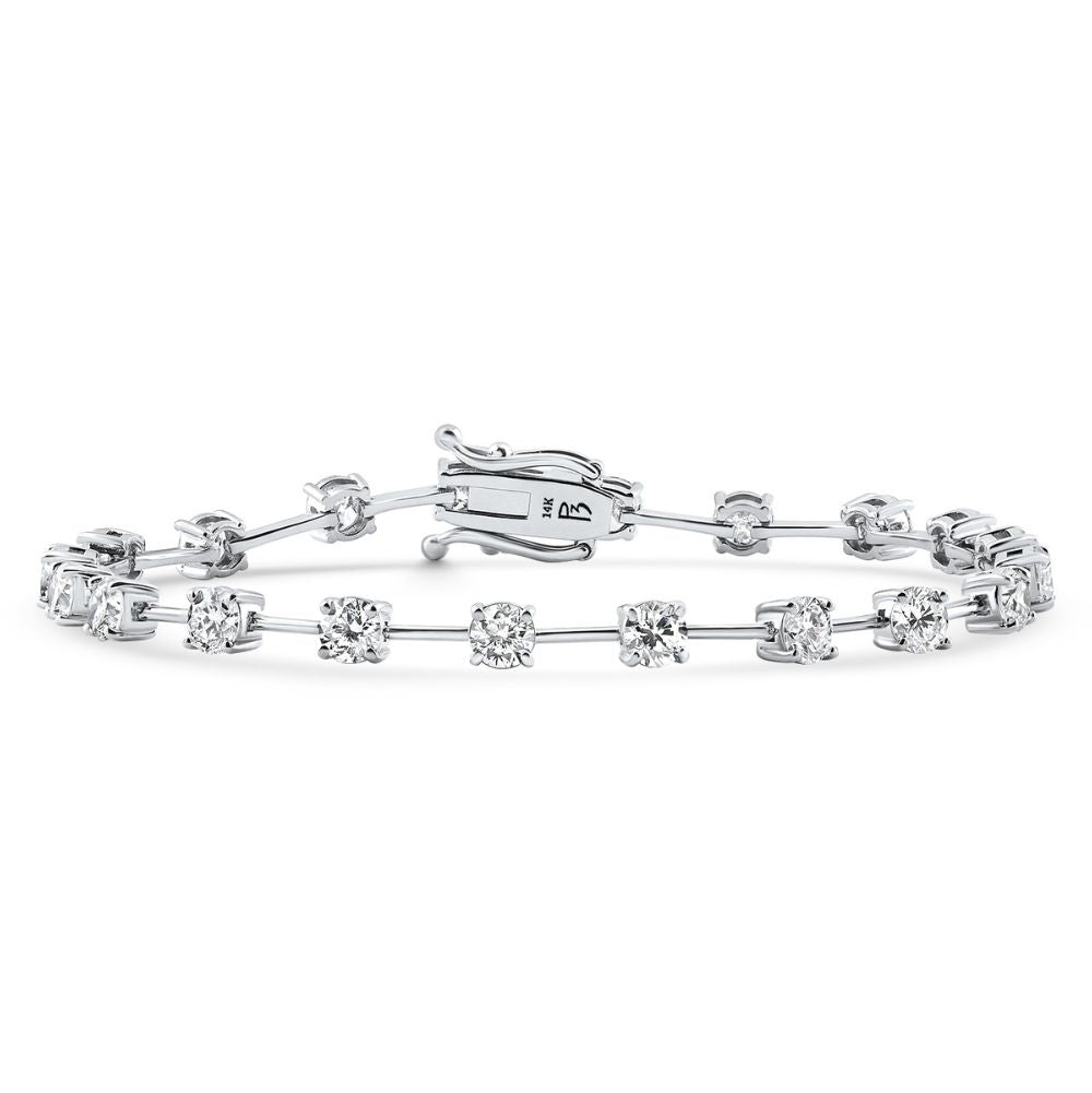 5Ct Spaced Diamond Tennis Bracelet 14k Gold Lab Grown 7"