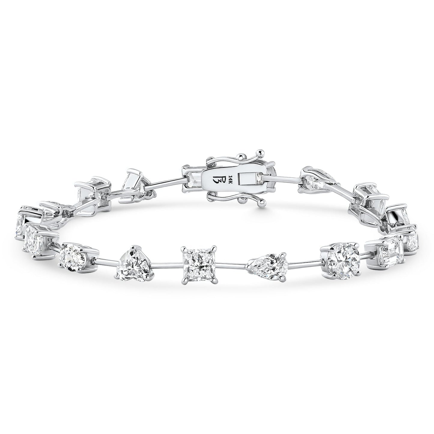 9Ct Mixed Cut Spaced Diamond Tennis Bracelet 14k Gold Lab Grown 7"
